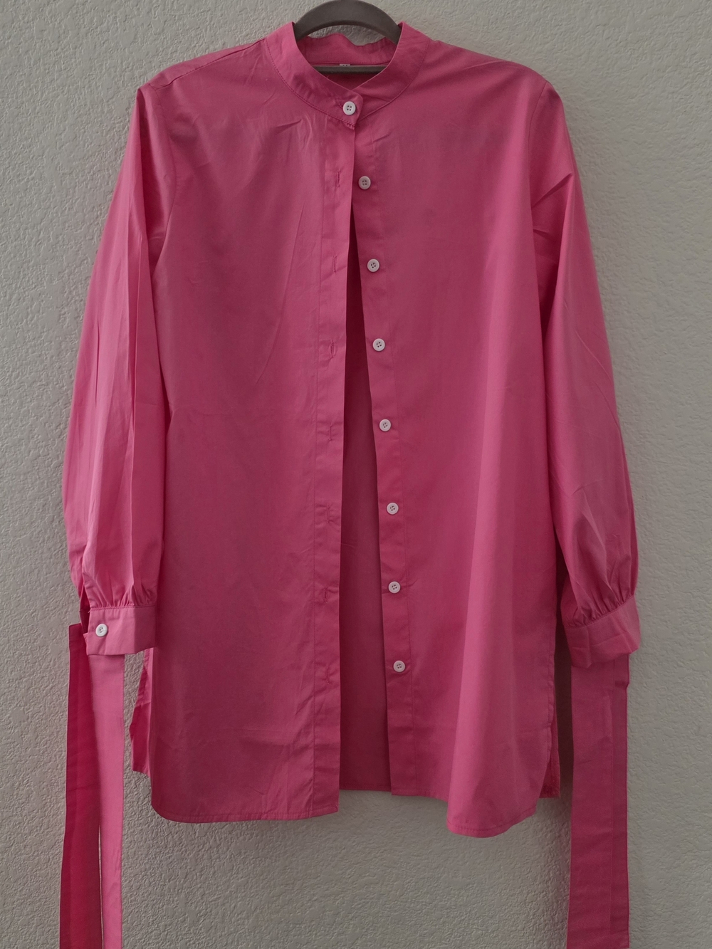 Bright Pink Button-Up Long Sleeve Shirt